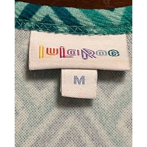 LuLaRoe Nicole Dress Teal Turquoise Geometric Print Sz M Excellent Condition - Picture 7 of 8